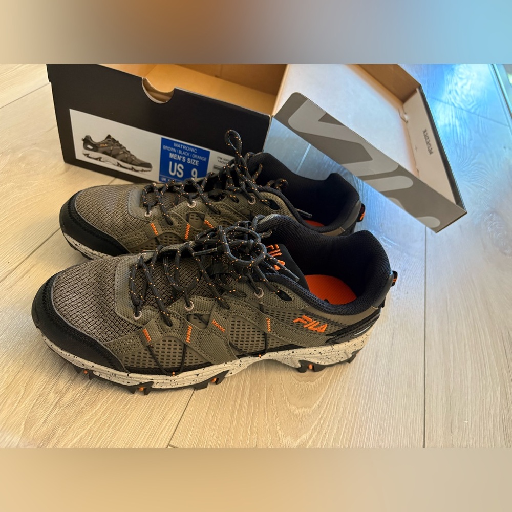 Fila Men's Brown, Black, and Orange Athletic Shoes